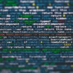 Detailed view of colorful programming code on a computer screen.