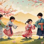 1920년대 한복 입은 어린이들의 봄날 풍경