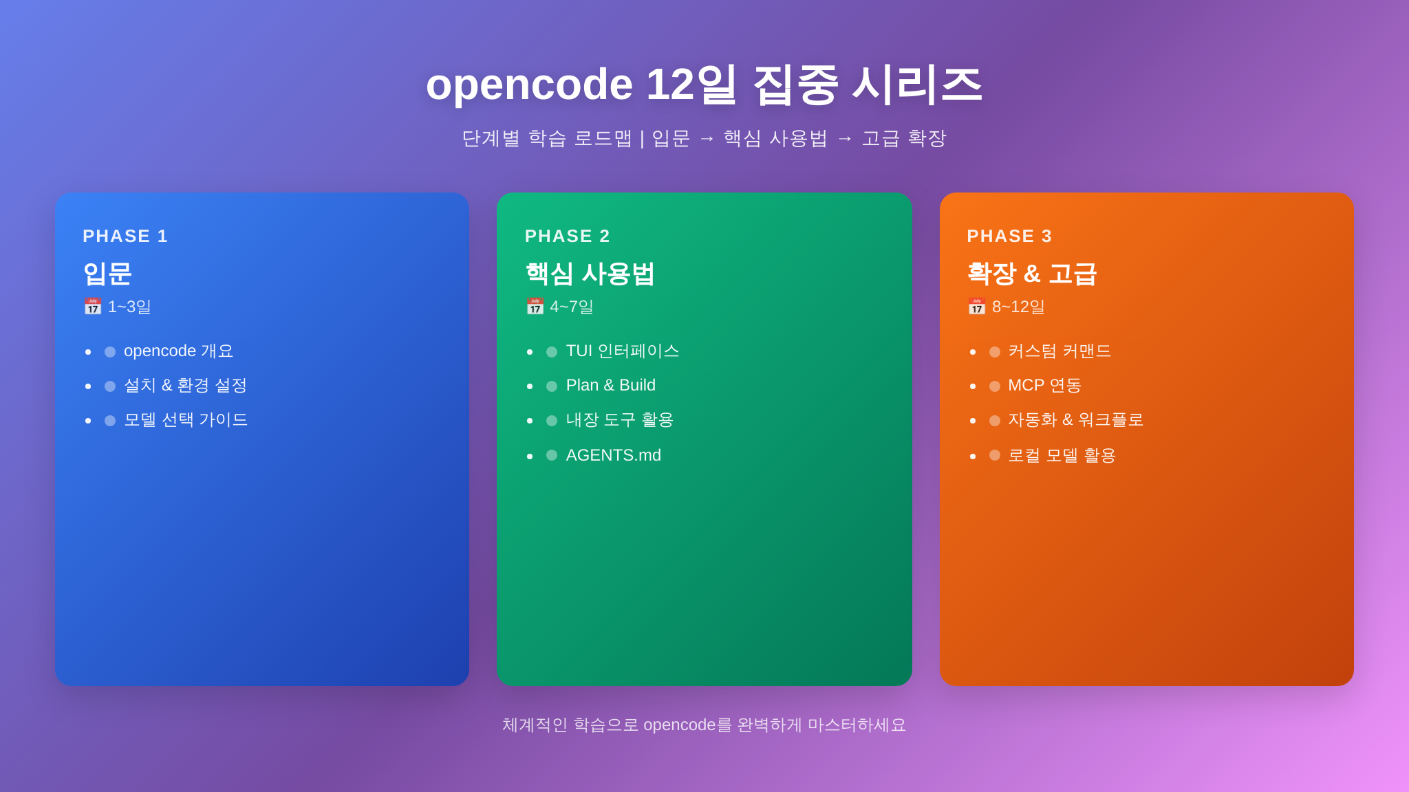 opencode 12일 시리즈 로드맵 - 코딩 에이전트