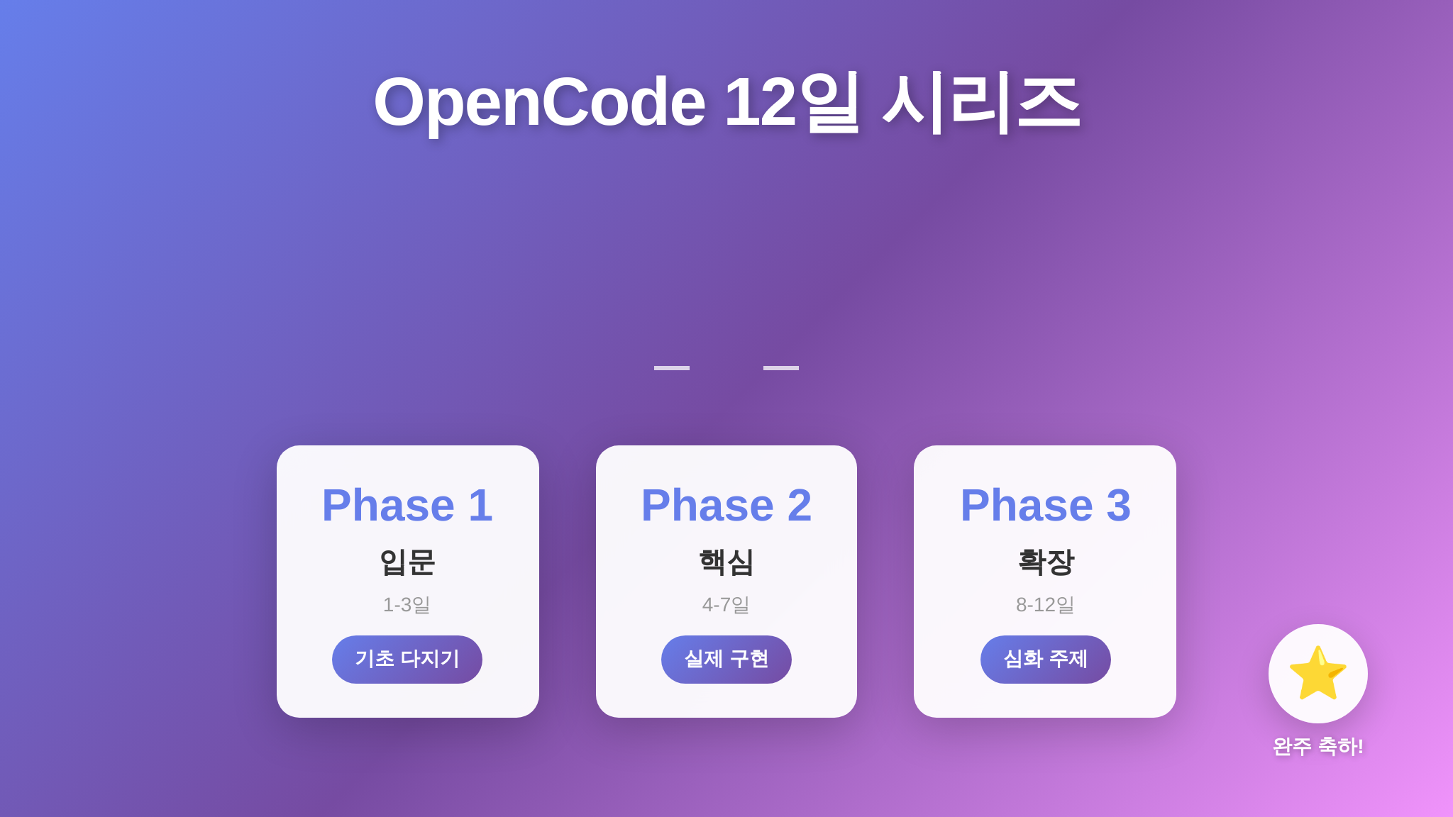 opencode 12일 시리즈 전체 로드맵 요약